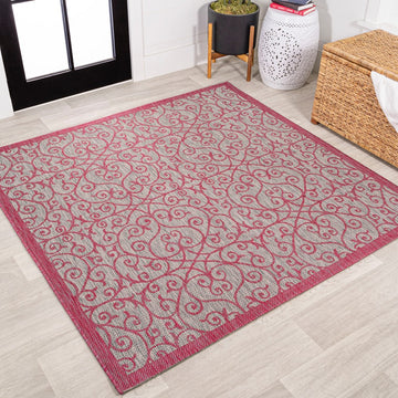 Madrid Vintage Filigree Textured Weave Indoor/outdoor Square Rug